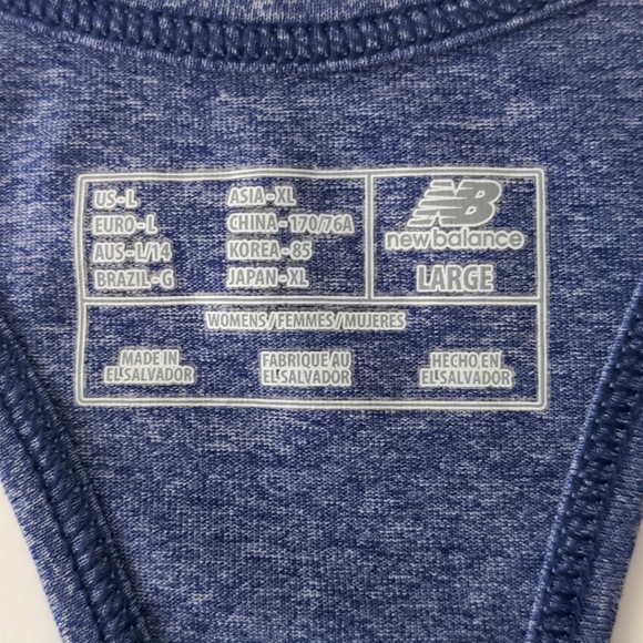 New Balance Heathered Jersey NB Dry Racerback Tank Cloud Heather size Large - Picture 5 of 10
